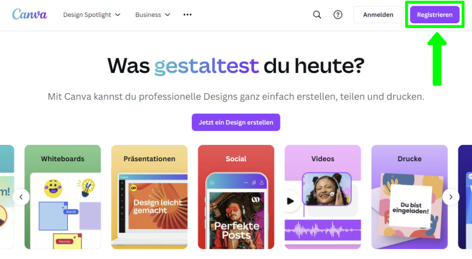 Canva Registrierung