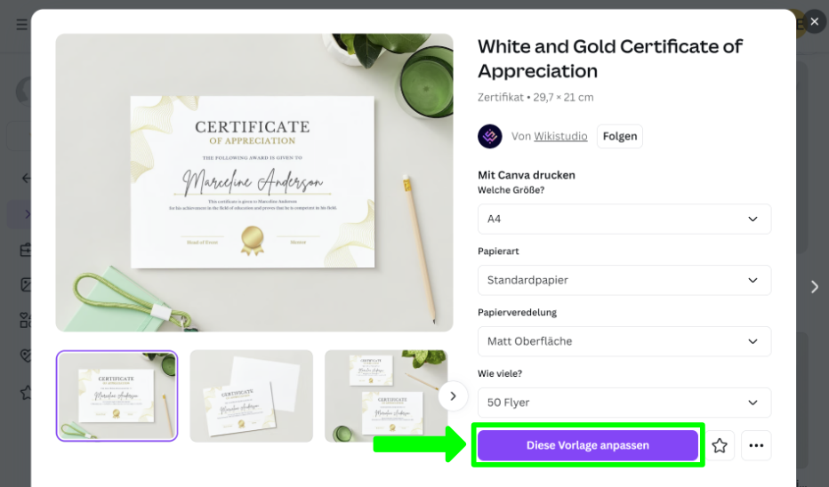 Canva Zertifikat erstellen